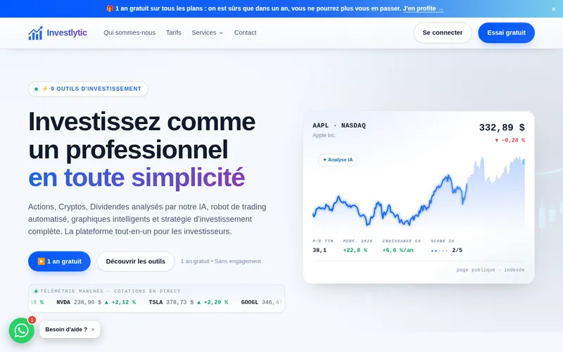 Investlytic - Aperçu du site